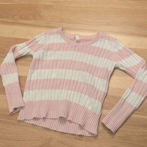 Girls M7/8 pink and white striped long sleeve. 100% cotton. Warm and cozy.